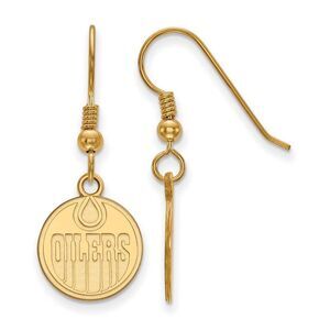 SS 14k Yellow Gold Plated NHL Edmonton Oilers Small Dangle Earrings